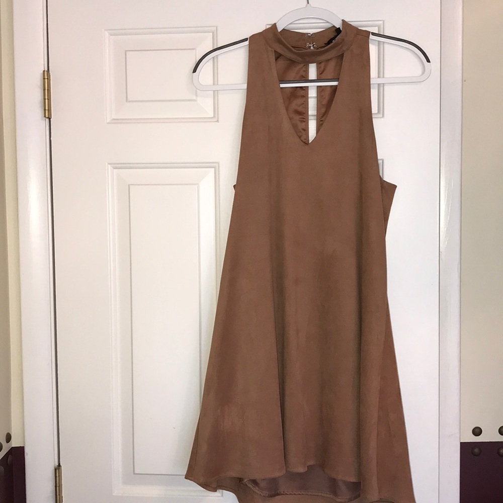 Tan Suede High Neck dress